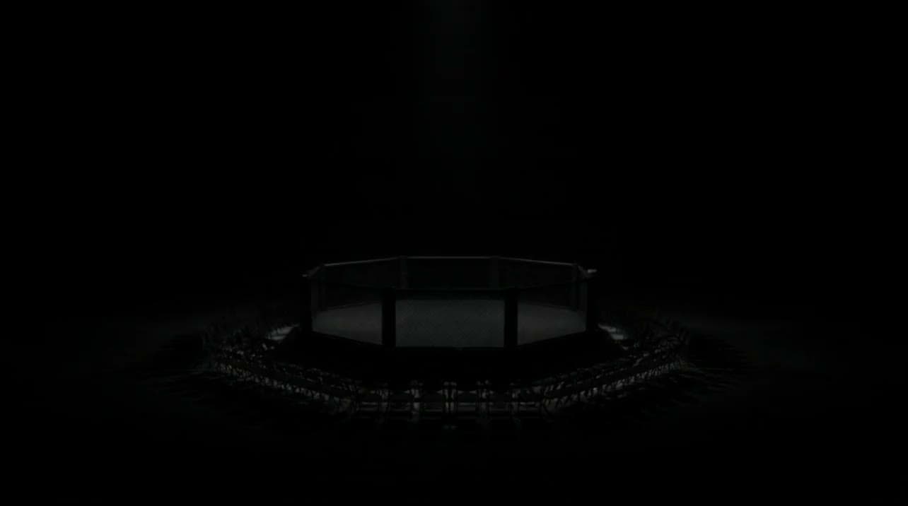 The Embassy cage in the dark, the lights coming up