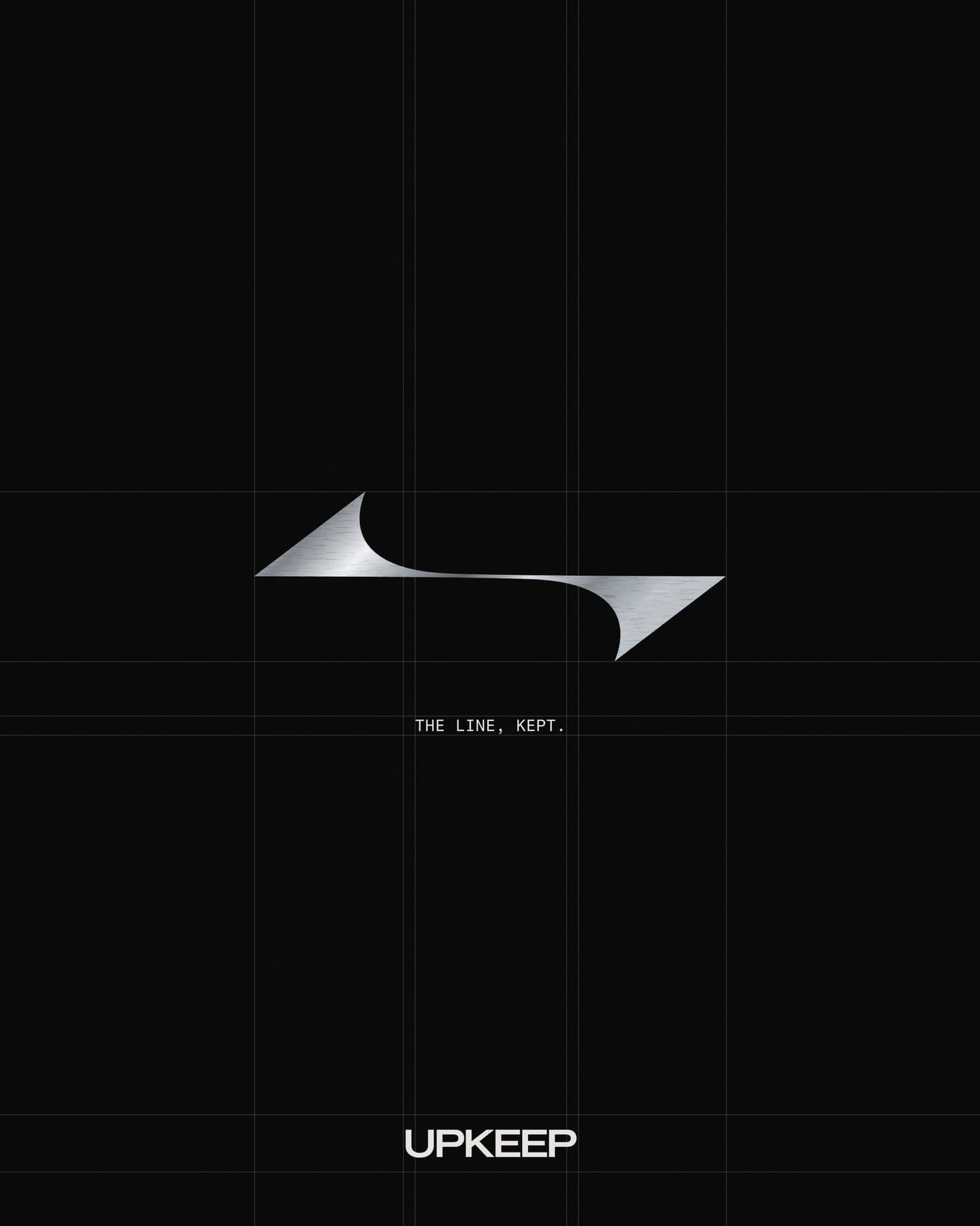 Campaign post: the steel mark alone on black with the line THE LINE, KEPT. and the wordmark at the foot.