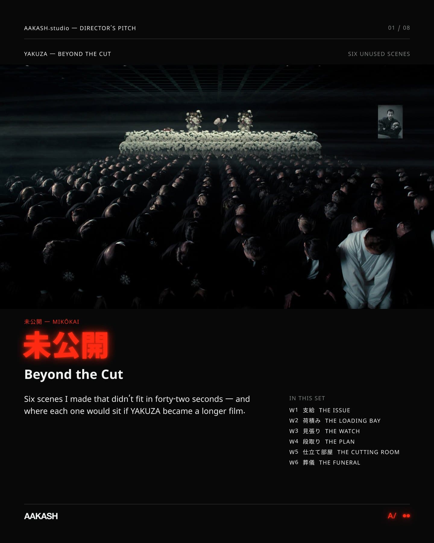 Beyond the Cut cover: 未公開, six unused scenes, over an overhead shot of men at a long table.